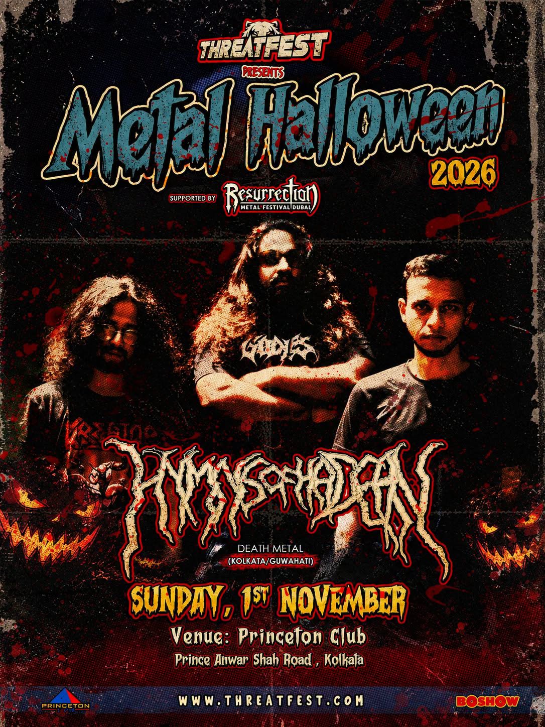 Threatfest Metal Halloween Party 2026 — Hymns of Hadean poster